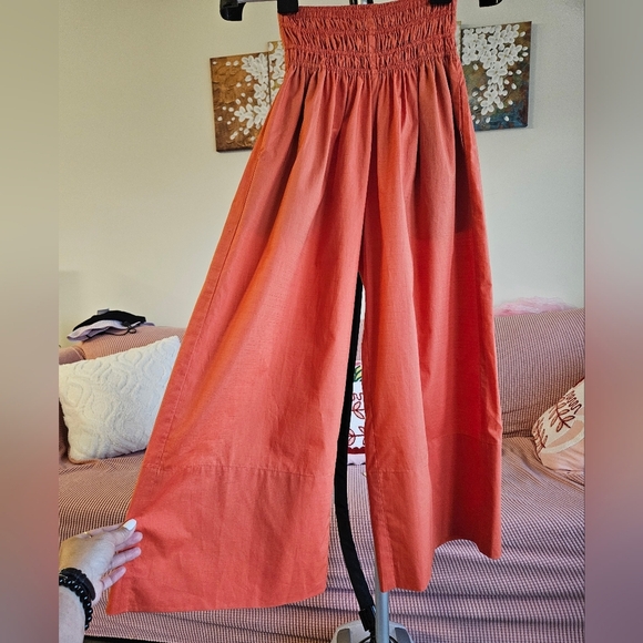 Vince Smocked Culotte High Waist Pull On Wide Leg Pants - Picture 4 of 9